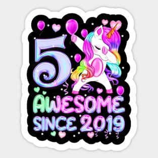 5 Years Old Unicorn Dabbing 5th Birthday Girl Unicorn Sticker